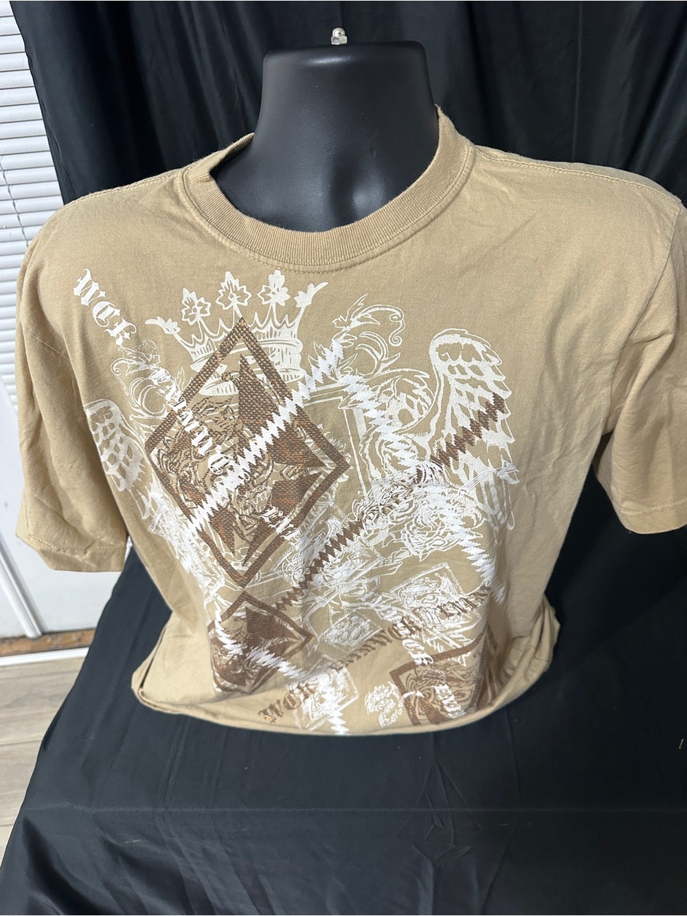 Men's Graphic Crew Neck T-Shirt - Tan-WCKD brand-size large-#625